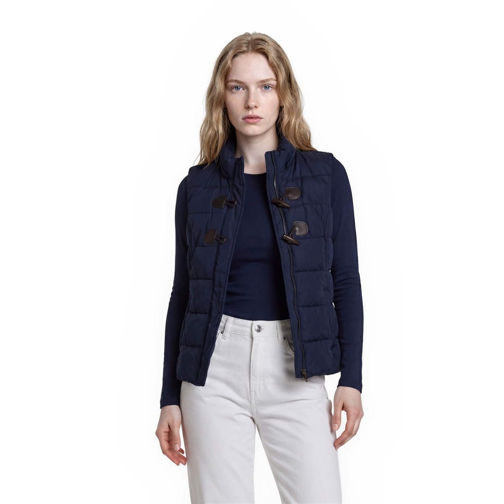 Charter Club Puffer Vest‎ Women's Size 2X Navy Blue Quilted Toggle Full Zip